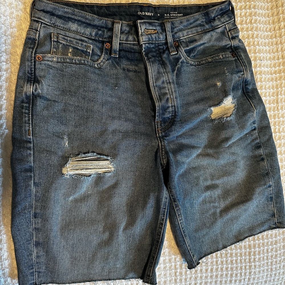 Old Navy Blue Distressed Bermuda Shorts